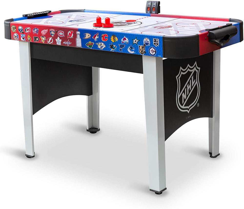 48" Mid-Size NHL Rush Indoor Hover Hockey Game Table; Easy Setup, Air-Powered Play with LED Scoring, Black