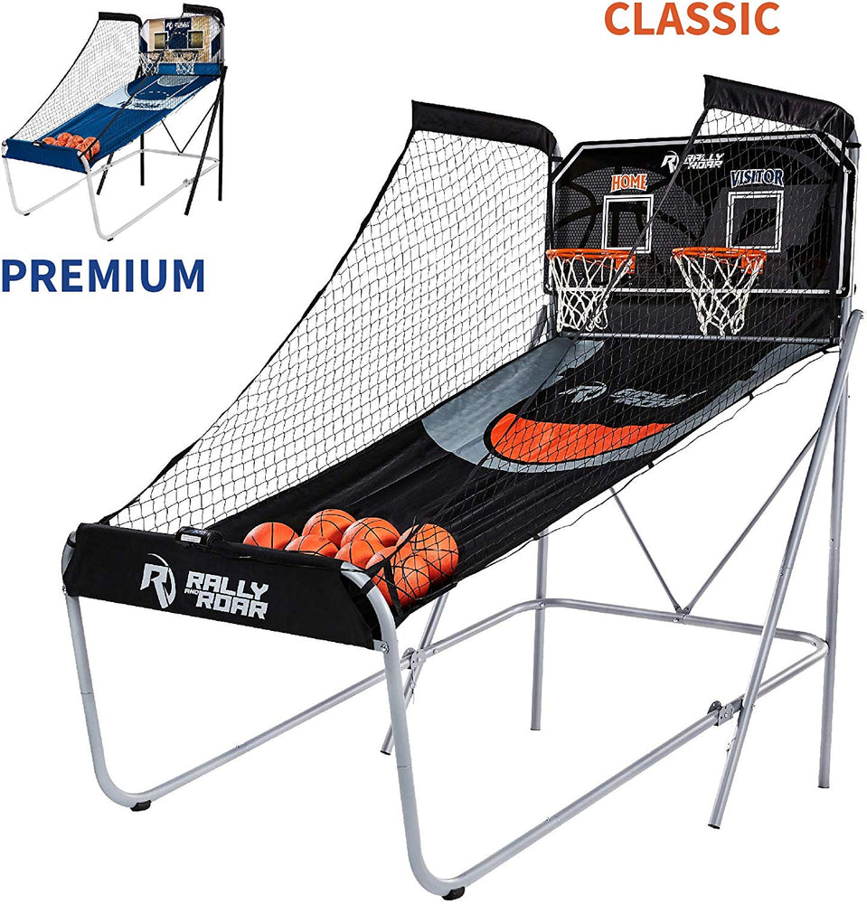 SereneLife Dual Hoop Basketball Shootout Indoor Home Arcade Room Game with  Electronic LED Digital Double Basket Ball Shot Scoreboard & Play Timer