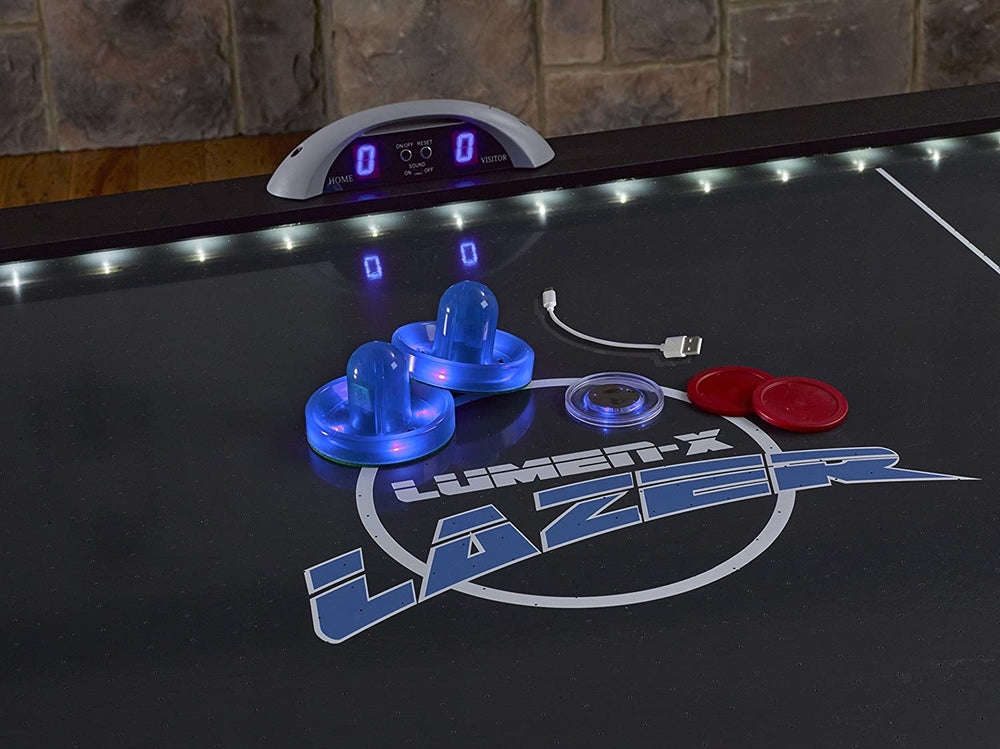 Triumph Lumen-X Lazer 6’ Interactive Air Hockey Table Featuring All-Rail LED Lighting and In-Game Music